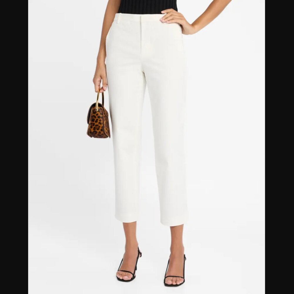 Vince Mid-Rise Chino Pants – Size 8 100% Cotton Cropped Twill Classic Minimalist - Picture 2 of 10